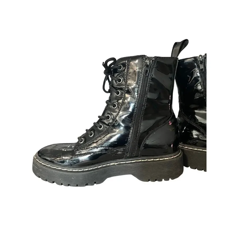 Sincerely Jules Harley Black Patent Platform Combat Boots Size 6.5 - Picture 2 of 11